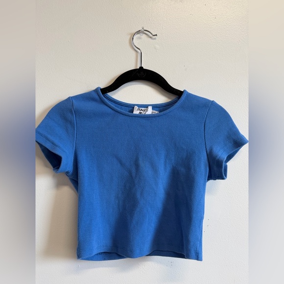 Princess Polly Tops - Princess Polly Ribbed Short Sleeve Ribbed Crop Top Bright Blue Size 2 🦋💙🦋💙 Y2K